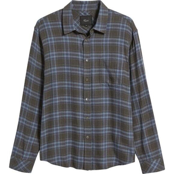 Rails Lennox Relaxed Fit Plaid Flannel Button-Up Shirt Moonlight Cavern - Picture 1 of 9